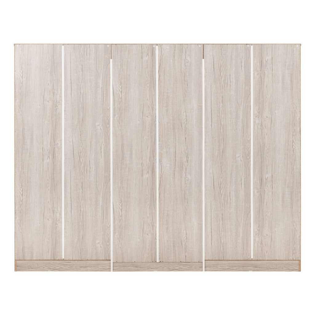 Wooden Wardrobe With 6 Doors And 2 Drawers - Malvern