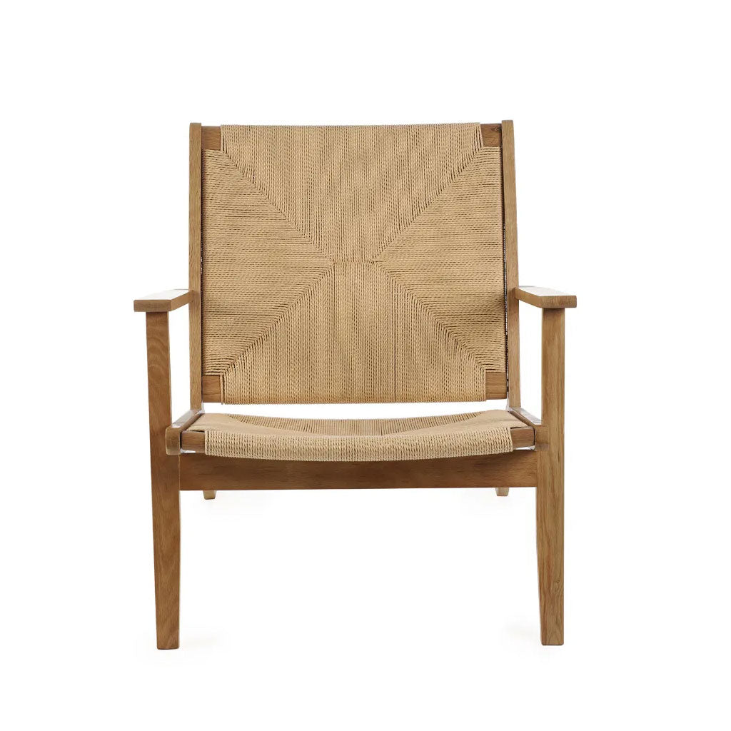Woven Accent Chair With Wooden Frame - Icaria