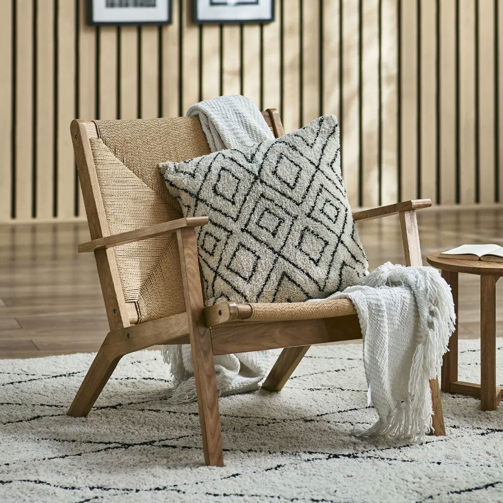 Woven Accent Chair With Wooden Frame - Icaria