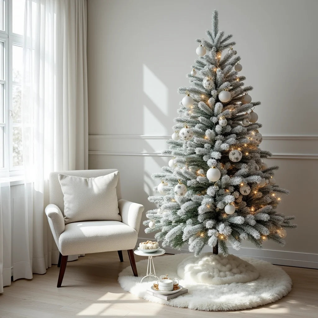 Flocked Christmas Tree - Flocked Christmas Tree Decor Tips for a Snowy Luxe Look