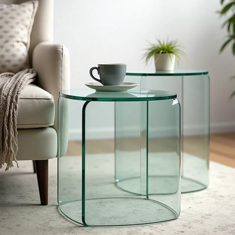 Glass Nesting Tables Set - Glass Nesting Tables Set: Space-Saving Elegance for Any Room