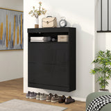 High Gloss Shoe Storage Cabinet 80cm Wide With 2 Flip Doors - Velmora