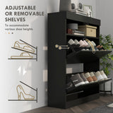 High Gloss Shoe Storage Cabinet 80cm Wide With 2 Flip Doors - Velmora