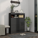 High Gloss Shoe Storage Cabinet 80cm Wide With 2 Flip Doors - Velmora