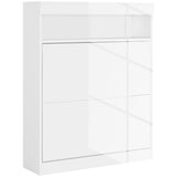 High Gloss Shoe Storage Cabinet 80cm Wide With 2 Flip Doors - Velmora