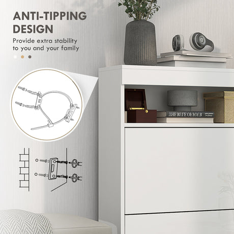 High Gloss Shoe Storage Cabinet 80cm Wide With 2 Flip Doors - Velmora