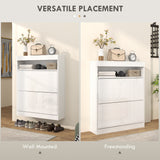 High Gloss Shoe Storage Cabinet 80cm Wide With 2 Flip Doors - Velmora