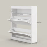 High Gloss Shoe Storage Cabinet 80cm Wide With 2 Flip Doors - Velmora