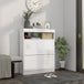 High Gloss Shoe Storage Cabinet 80cm Wide With 2 Flip Doors - Velmora