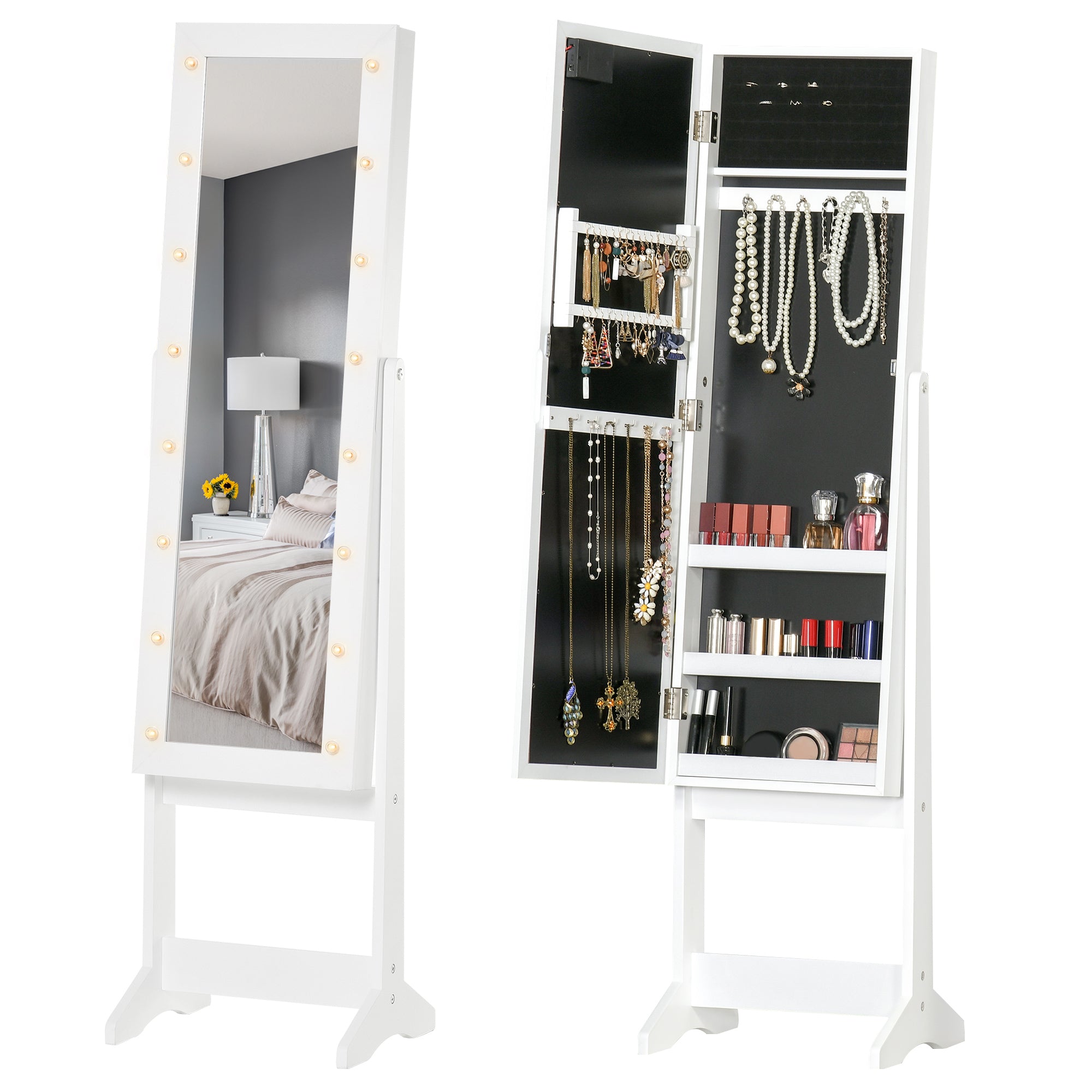 Mirrored Jewellery Storage Cabinet 36cm Wide - Velmora