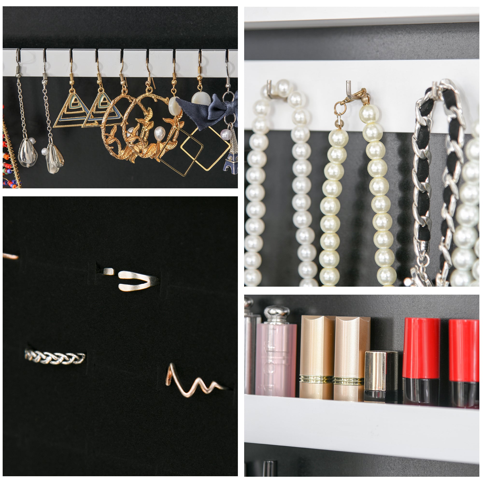 Mirrored Jewellery Storage Cabinet 36cm Wide - Velmora
