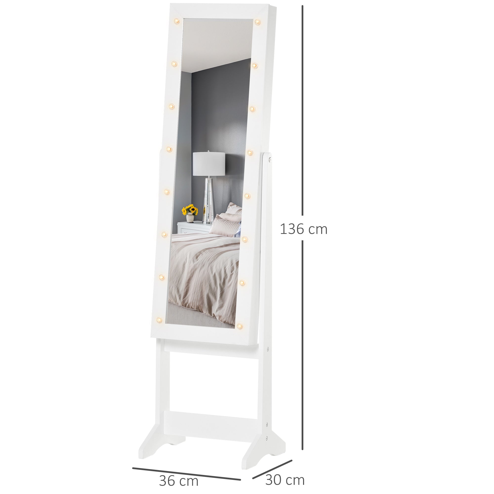 Mirrored Jewellery Storage Cabinet 36cm Wide - Velmora