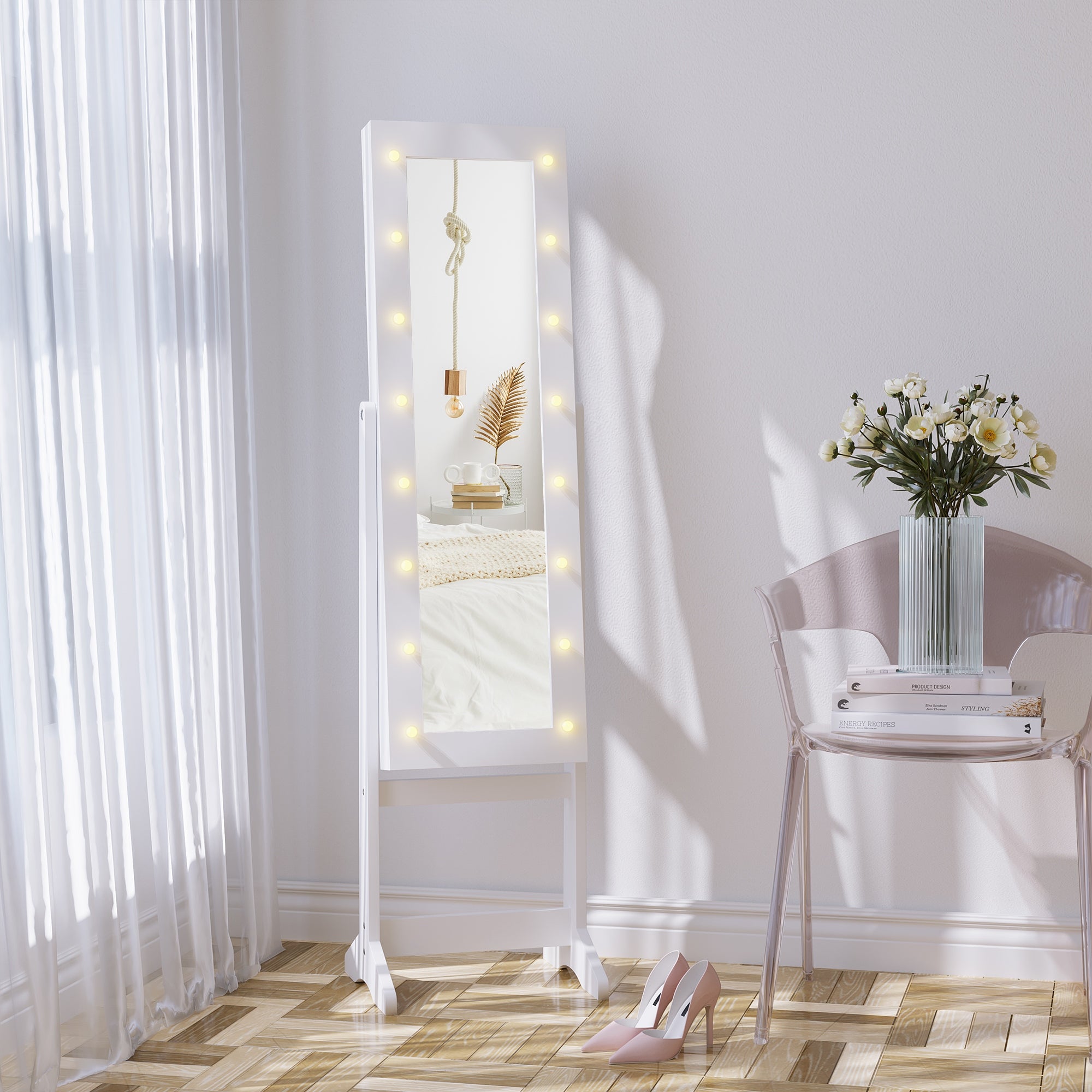 Mirrored Jewellery Storage Cabinet 36cm Wide - Velmora