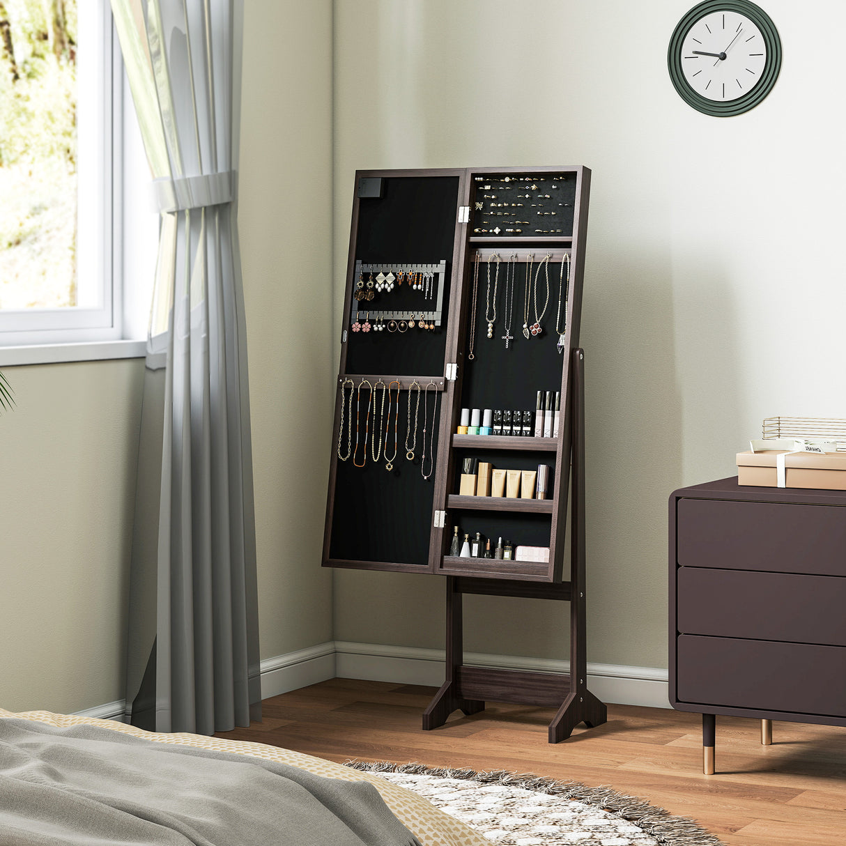 Mirrored Jewellery Storage Cabinet 36cm Wide - Velmora