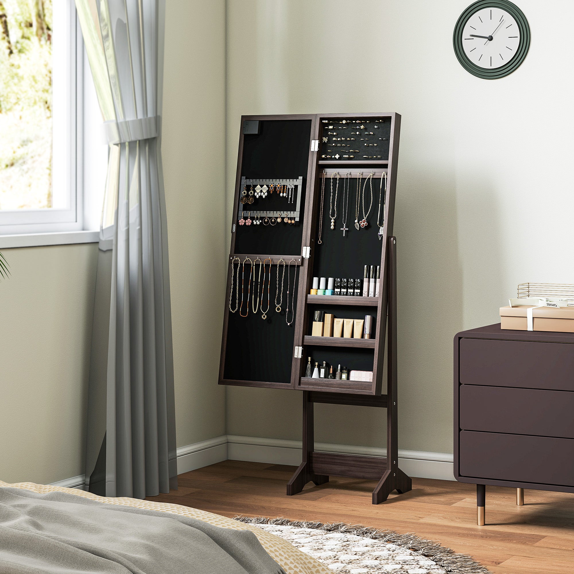 Mirrored Jewellery Storage Cabinet 36cm Wide - Velmora