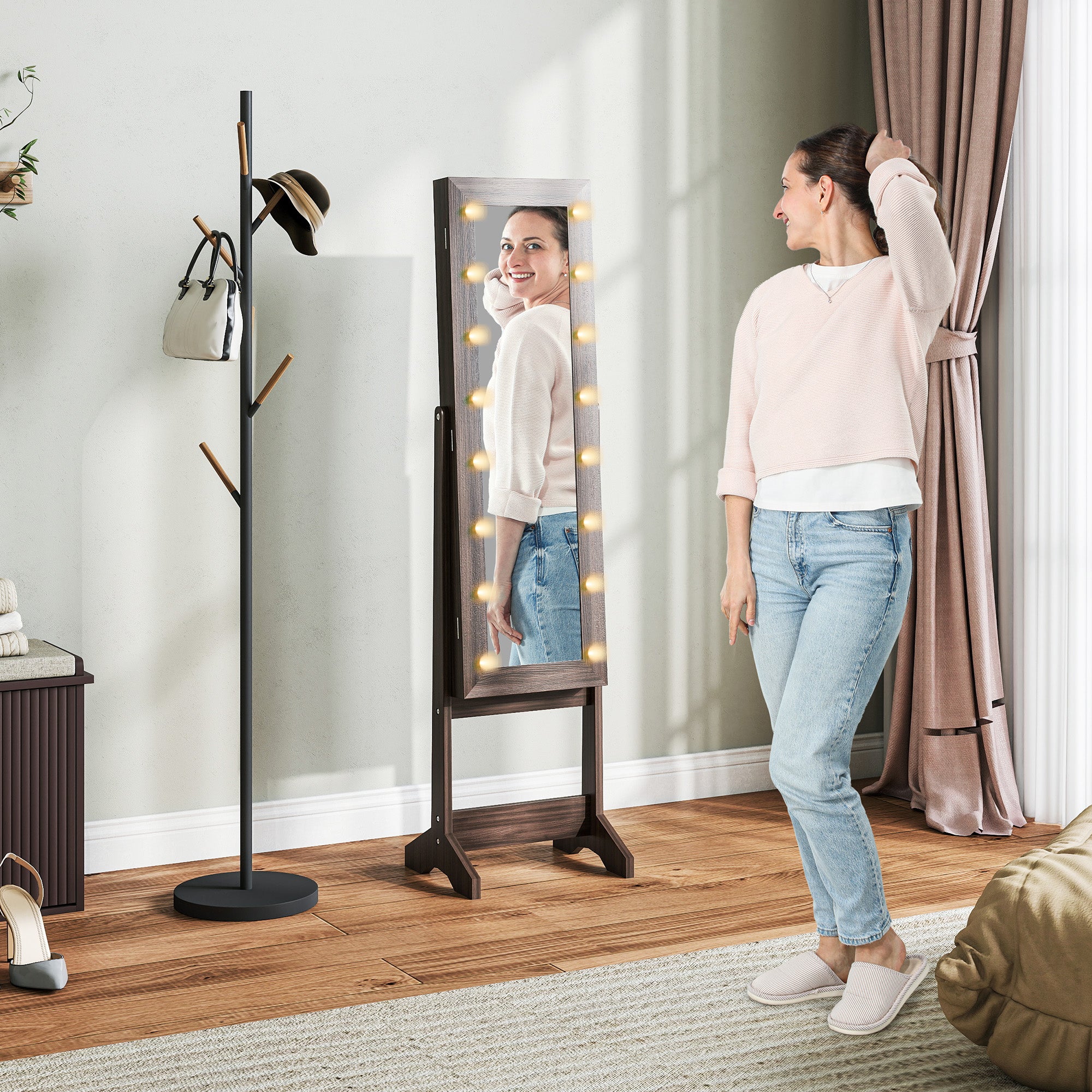 Mirrored Jewellery Storage Cabinet 36cm Wide - Velmora