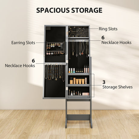 Mirrored Jewellery Storage Cabinet 36cm Wide - Velmora