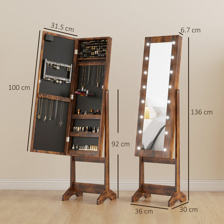 Mirrored Jewellery Storage Cabinet 36cm Wide - Velmora
