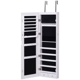 Mirrored Jewellery Storage Cabinet 37cm Wide Wall Hung With LED Lights - Velmora