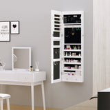 Mirrored Jewellery Storage Cabinet 37cm Wide Wall Hung With LED Lights - Velmora