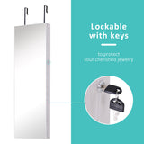 Mirrored Jewellery Storage Cabinet 37cm Wide Wall Hung With LED Lights - Velmora