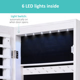 Mirrored Jewellery Storage Cabinet 37cm Wide Wall Hung With LED Lights - Velmora