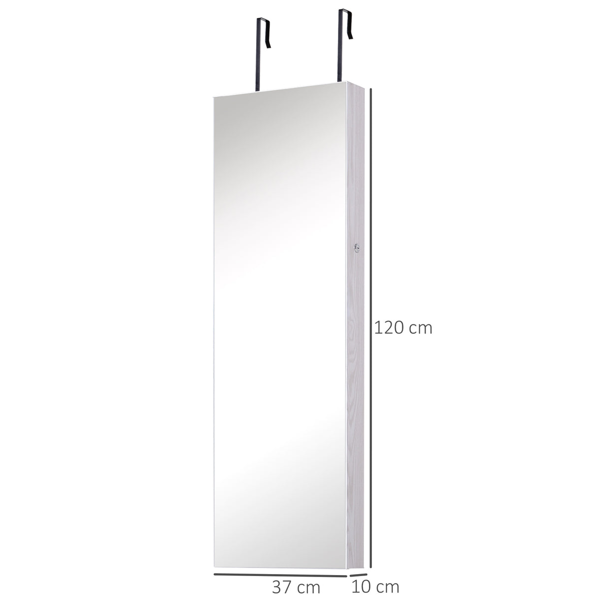 Mirrored Jewellery Storage Cabinet 37cm Wide Wall Hung With LED Lights - Velmora