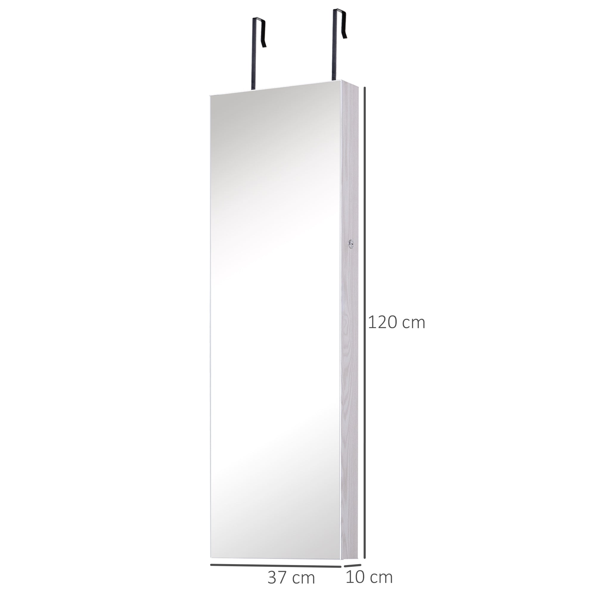 Mirrored Jewellery Storage Cabinet 37cm Wide Wall Hung With LED Lights - Velmora