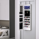 Mirrored Jewellery Storage Cabinet 37cm Wide Wall Hung With LED Lights - Velmora