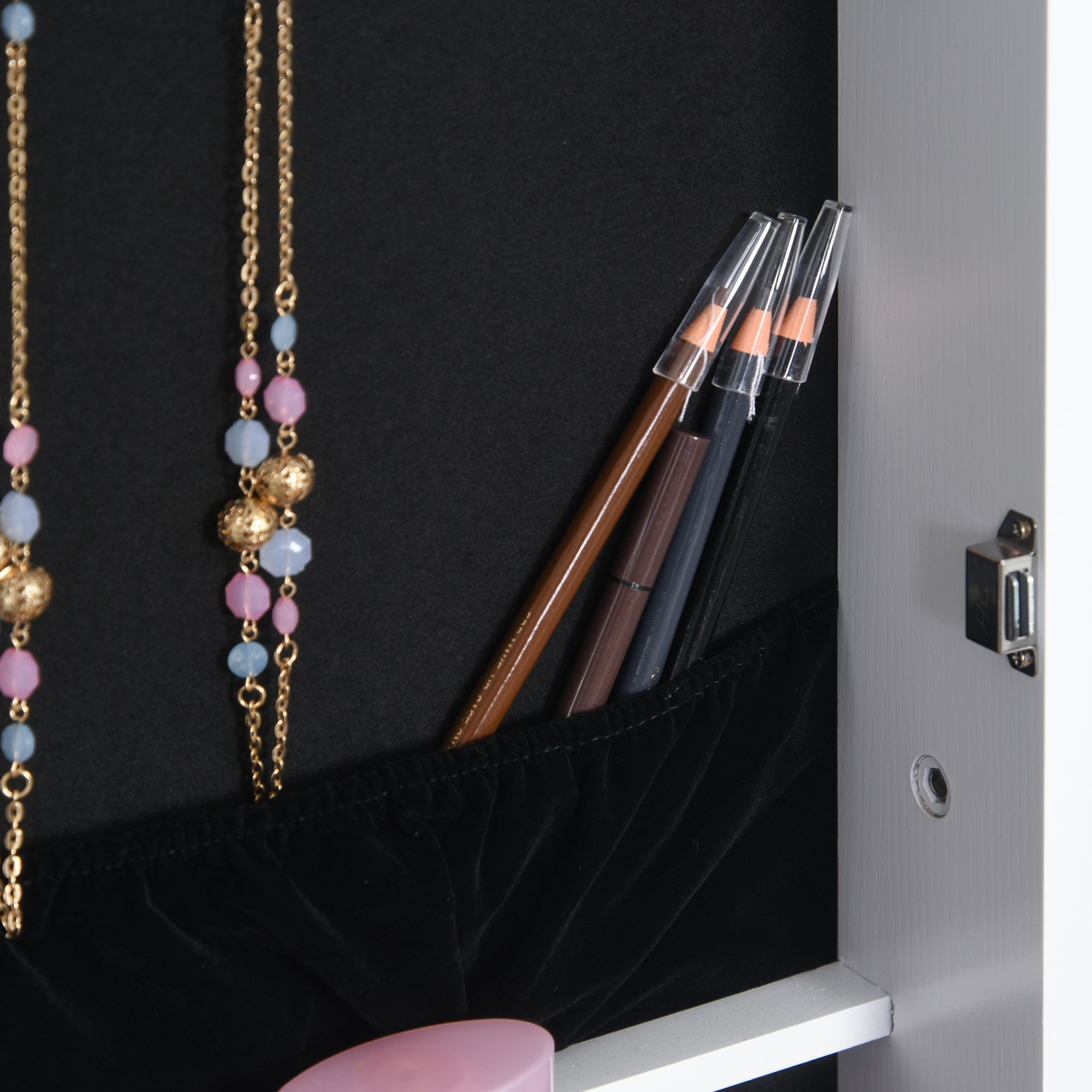 Mirrored Jewellery Storage Cabinet 41cm Wide - Velmora