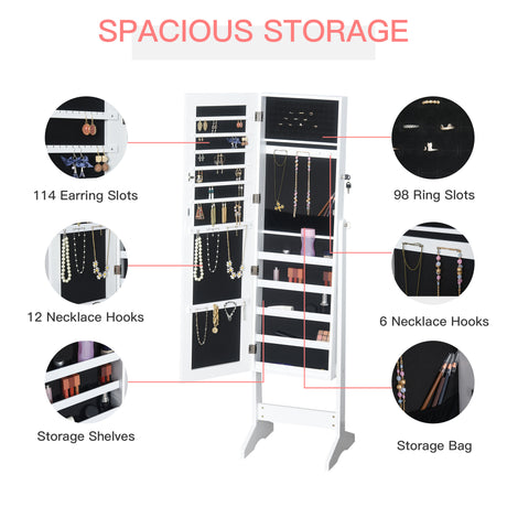 Mirrored Jewellery Storage Cabinet 41cm Wide - Velmora