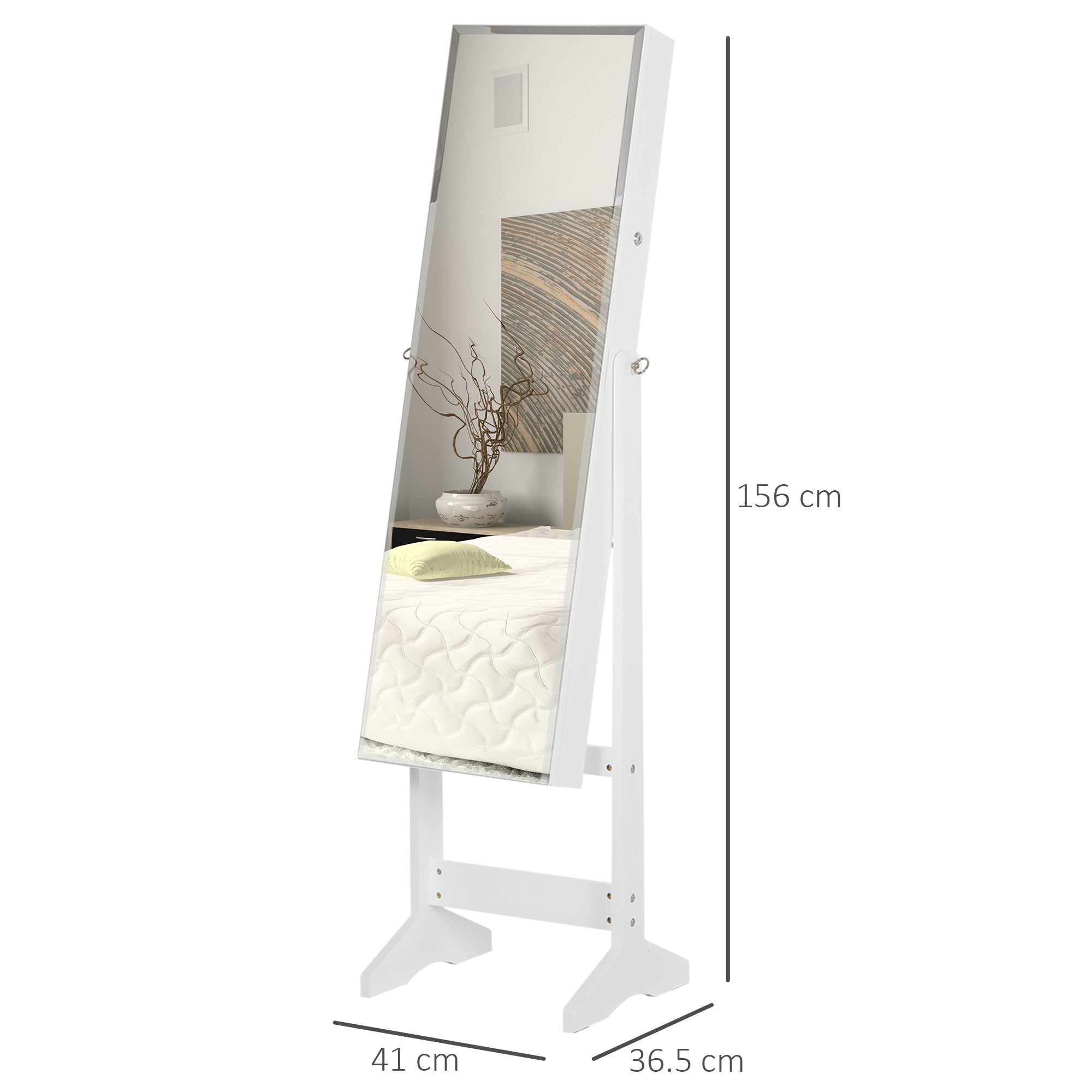 Mirrored Jewellery Storage Cabinet 41cm Wide - Velmora