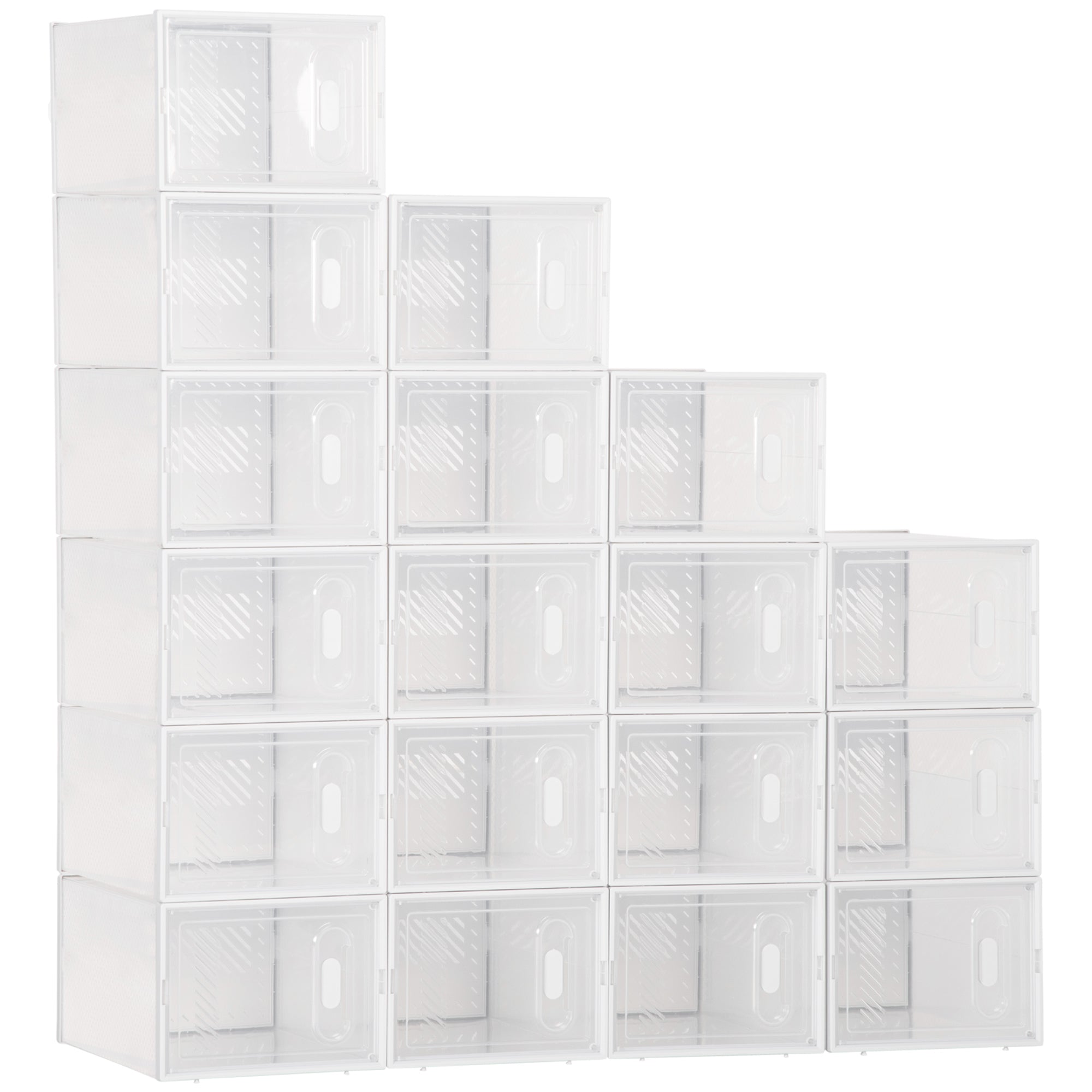 Plastic Shoe Storage Cabinet 25cm Wide in Set Of 18 - Velmora