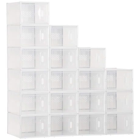 Plastic Shoe Storage Cabinet 25cm Wide in Set Of 18 - Velmora