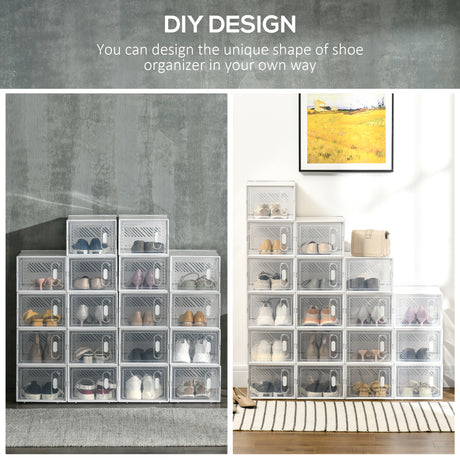 Plastic Shoe Storage Cabinet 25cm Wide in Set Of 18 - Velmora