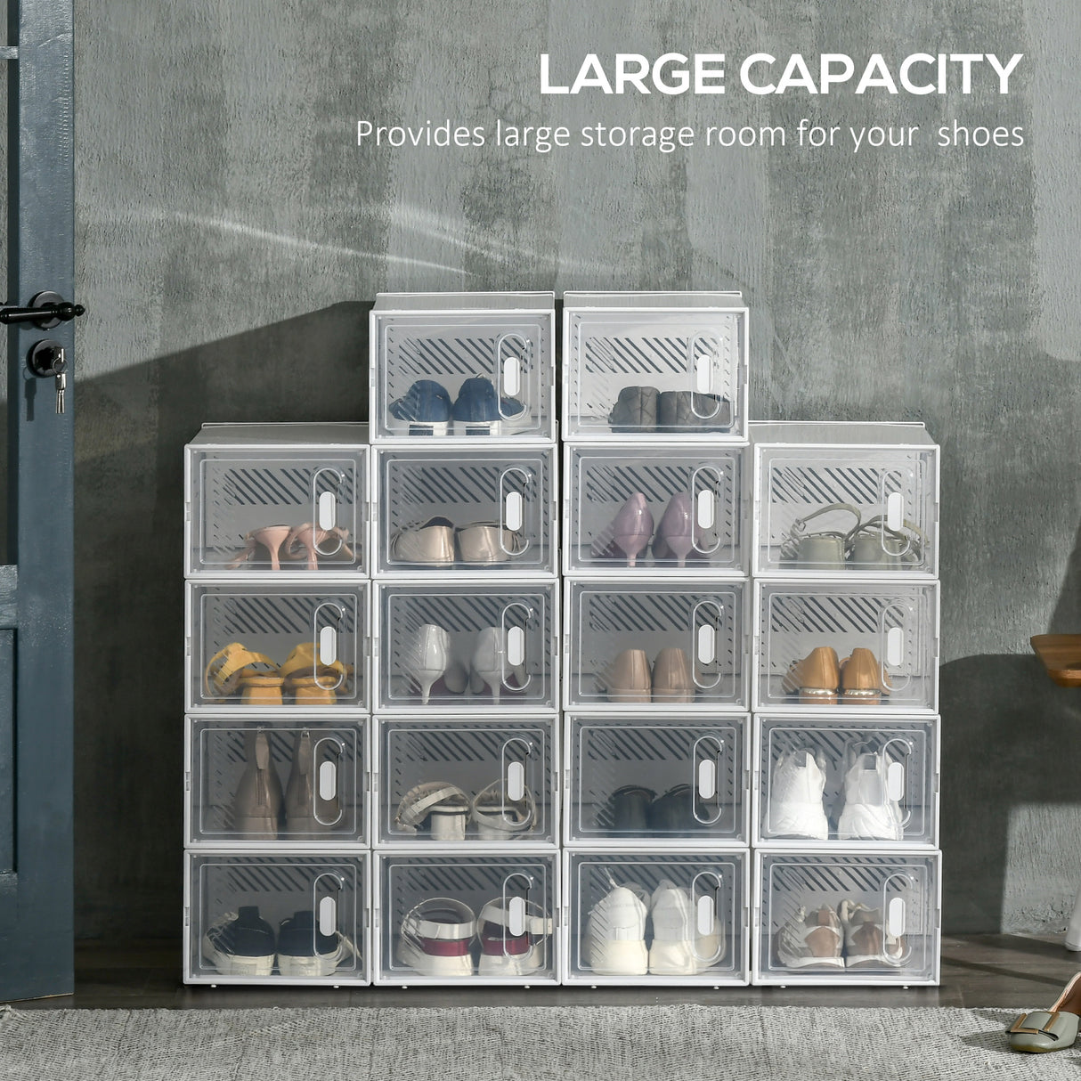 Plastic Shoe Storage Cabinet 25cm Wide in Set Of 18 - Velmora