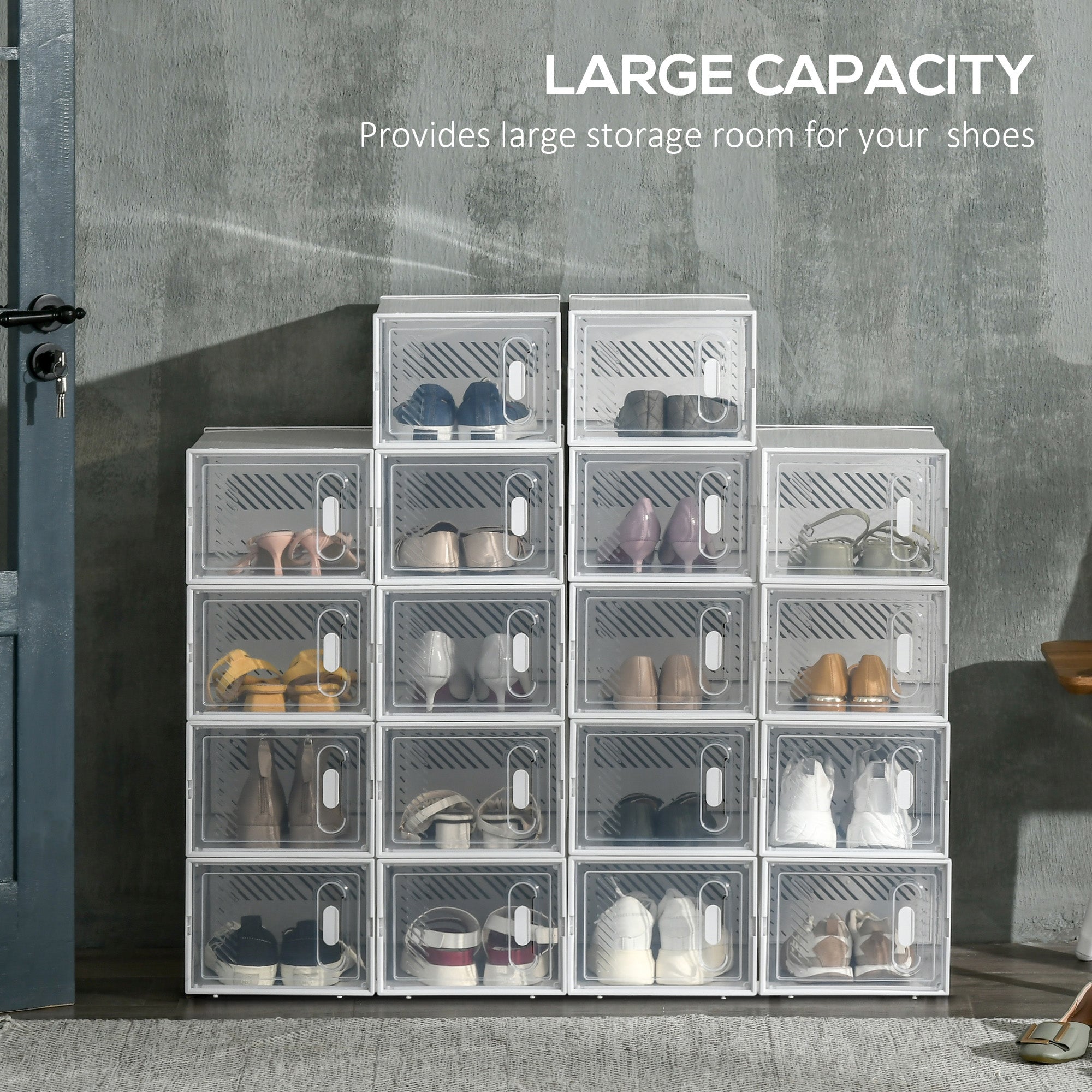Plastic Shoe Storage Cabinet 25cm Wide in Set Of 18 - Velmora