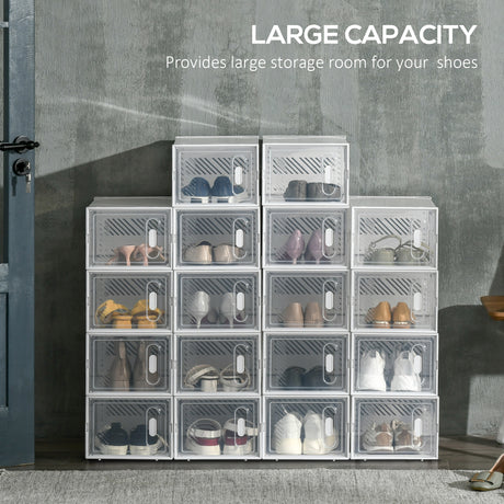 Plastic Shoe Storage Cabinet 25cm Wide in Set Of 18 - Velmora