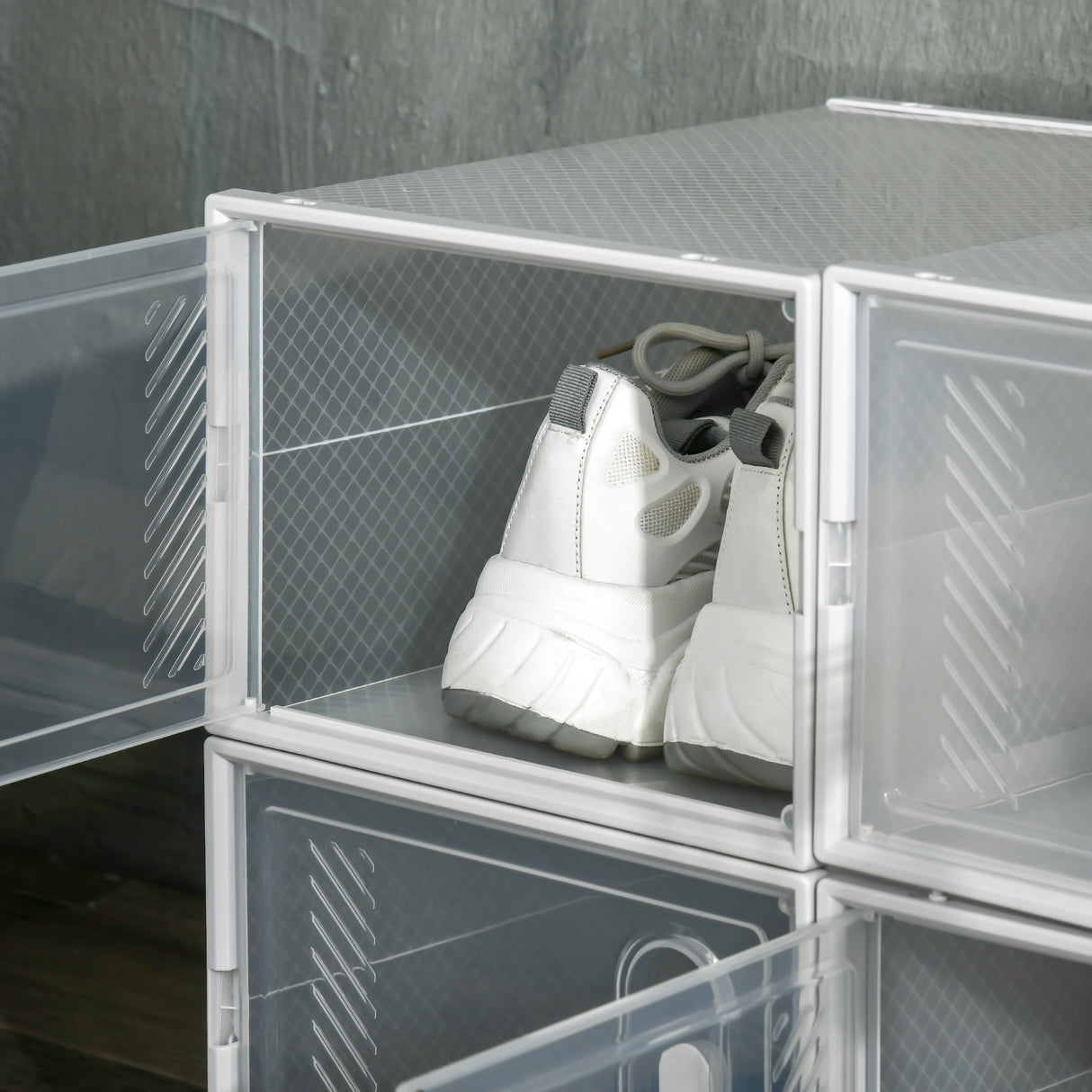 Plastic Shoe Storage Cabinet 25cm Wide in Set Of 8 - Velmora