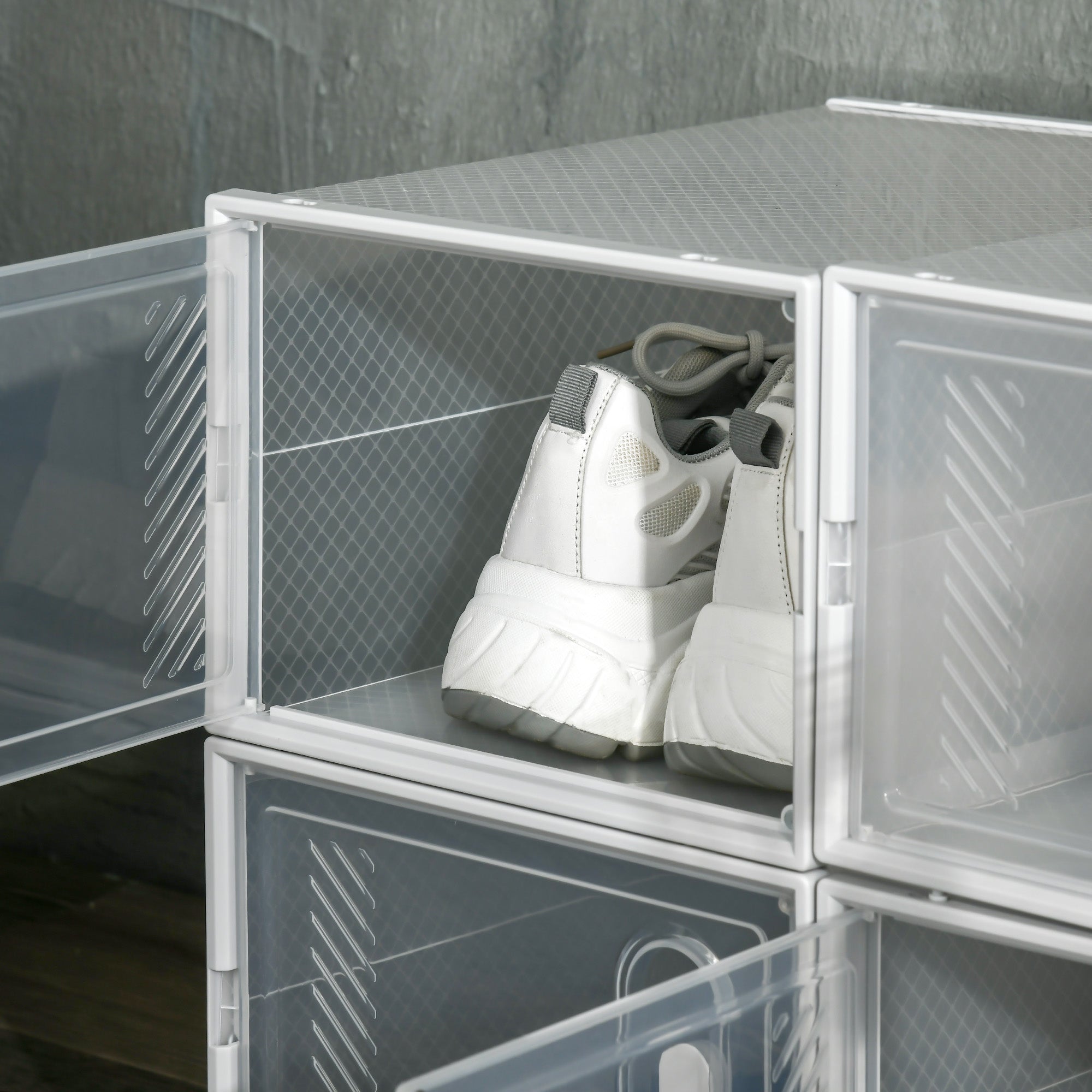 Plastic Shoe Storage Cabinet 25cm Wide in Set Of 8 - Velmora