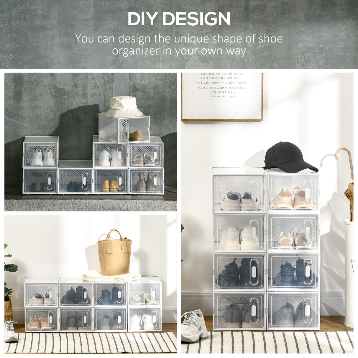 Plastic Shoe Storage Cabinet 25cm Wide in Set Of 8 - Velmora