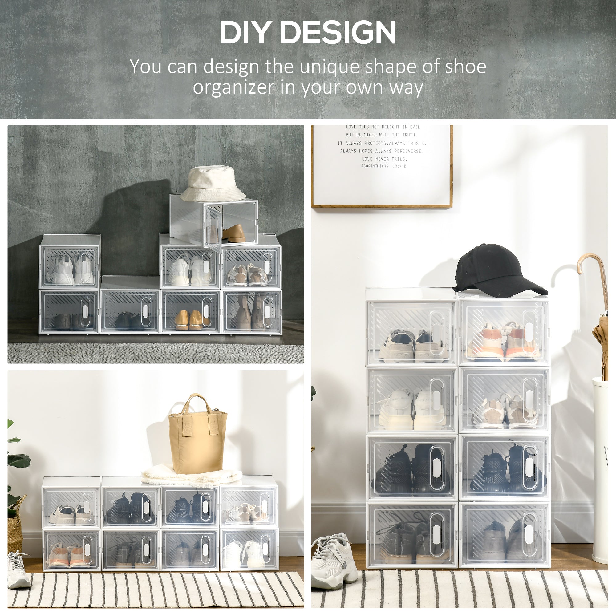 Plastic Shoe Storage Cabinet 25cm Wide in Set Of 8 - Velmora