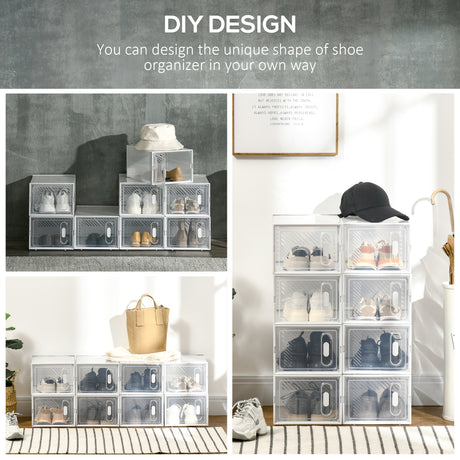 Plastic Shoe Storage Cabinet 25cm Wide in Set Of 8 - Velmora