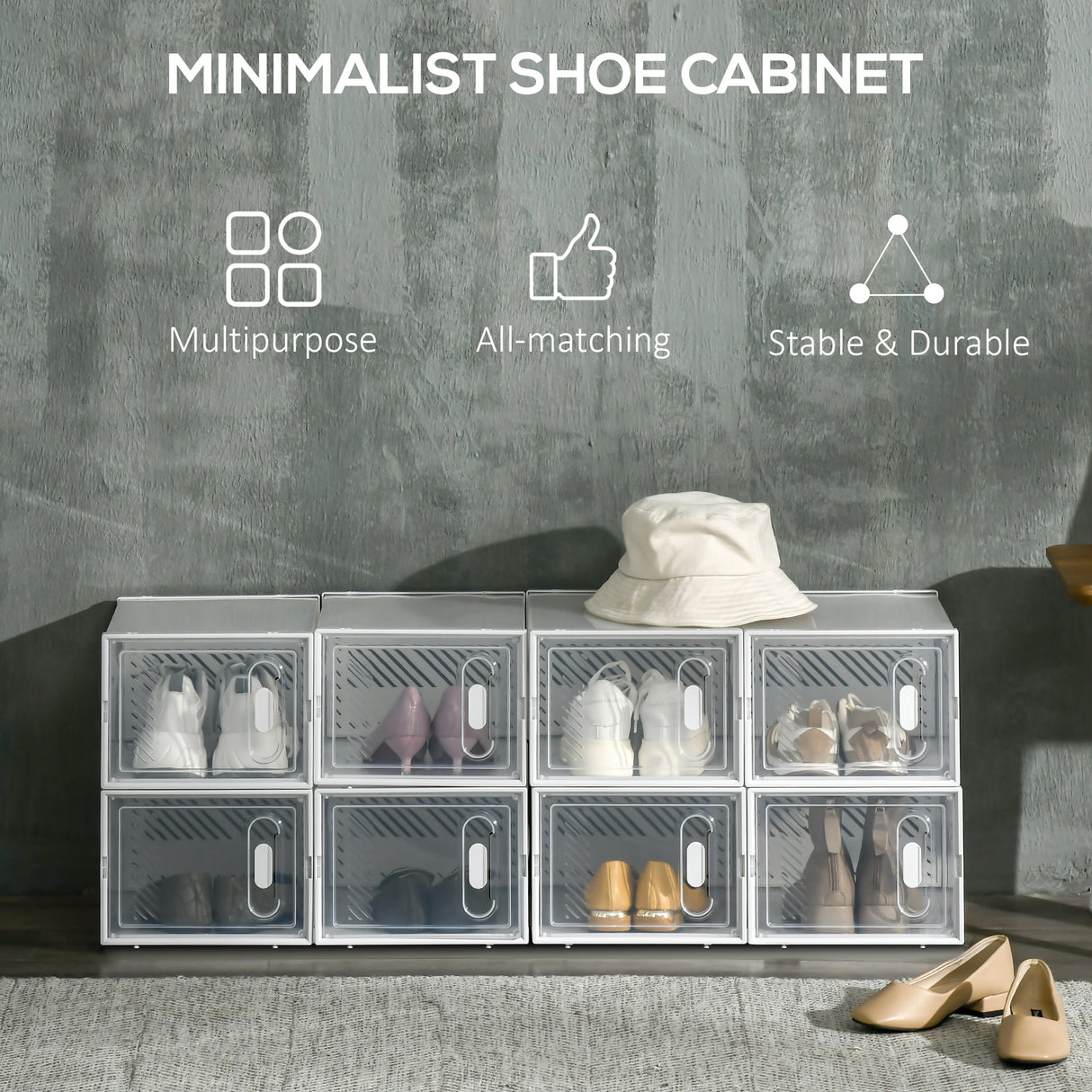 Plastic Shoe Storage Cabinet 25cm Wide in Set Of 8 - Velmora