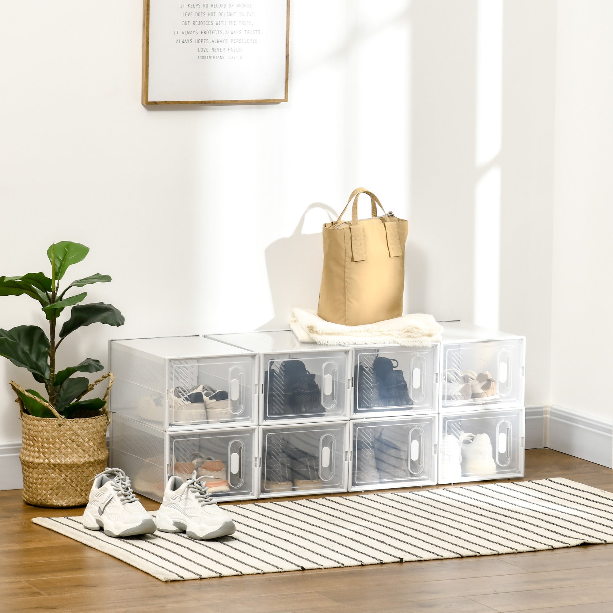 Plastic Shoe Storage Cabinet 25cm Wide in Set Of 8 - Velmora