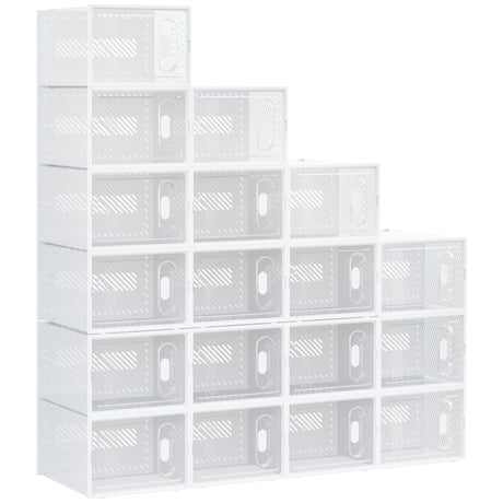 Plastic Shoe Storage Cabinet 28cm Wide in Set Of 18 - Velmora