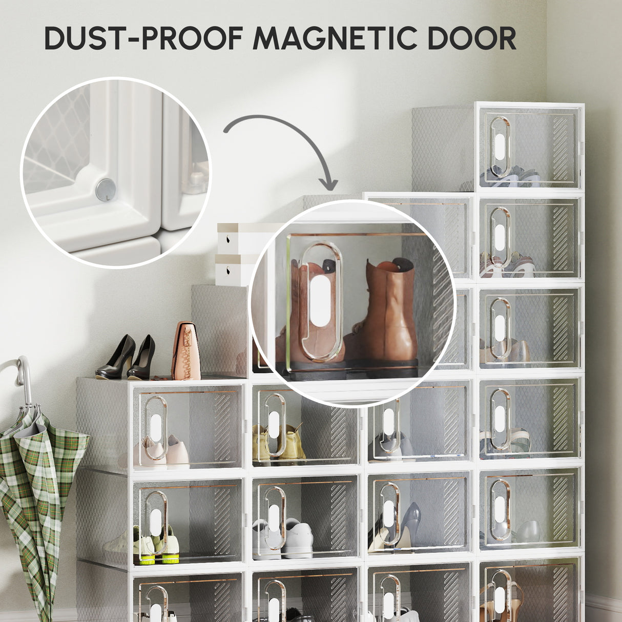 Plastic Shoe Storage Cabinet 28cm Wide in Set Of 18 - Velmora