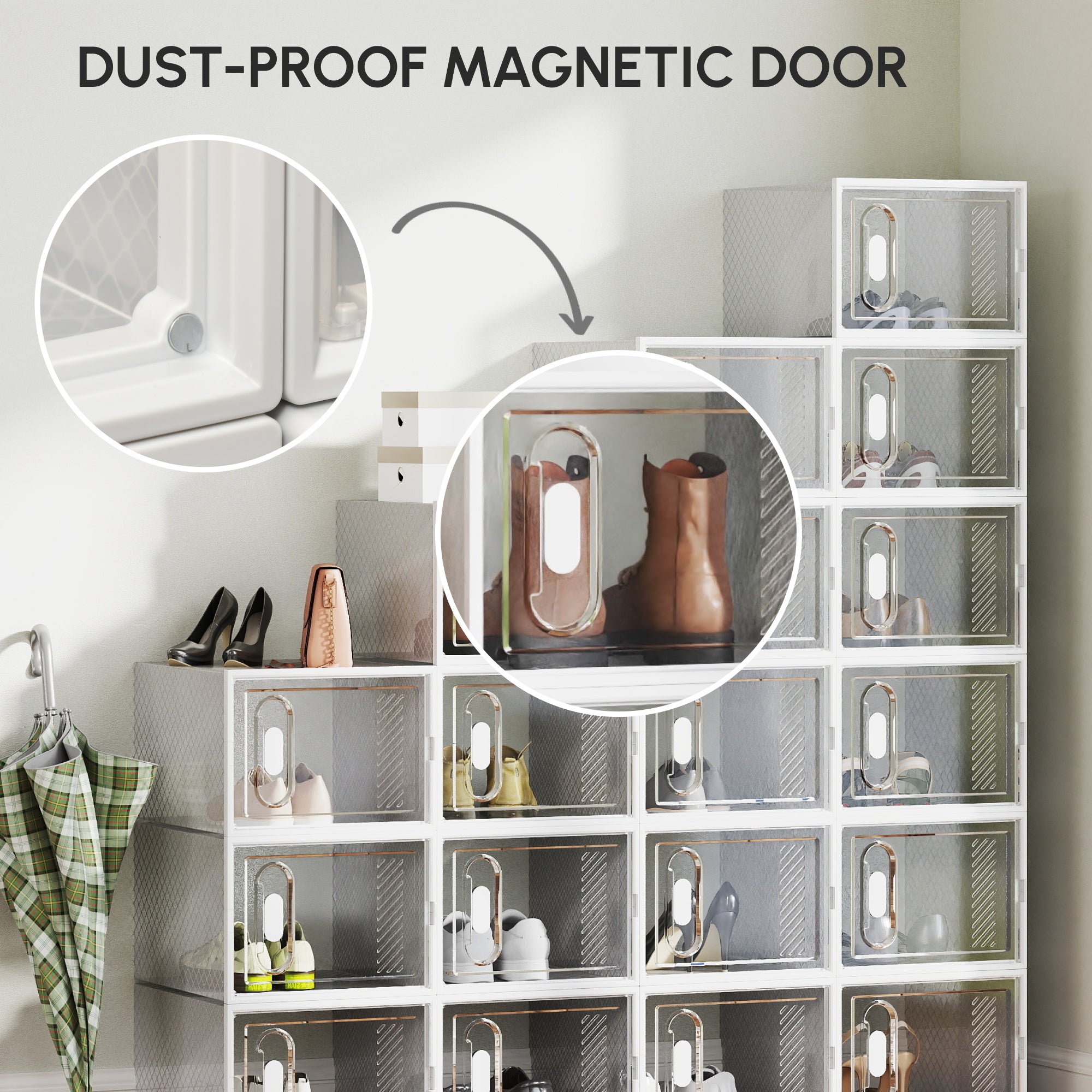 Plastic Shoe Storage Cabinet 28cm Wide in Set Of 18 - Velmora