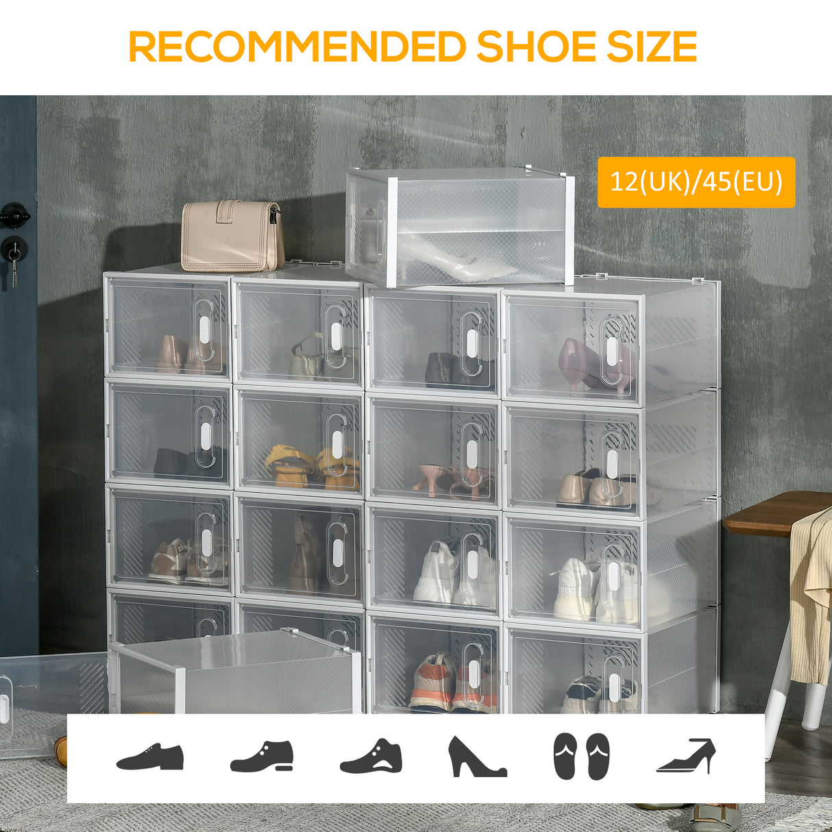 Plastic Shoe Storage Cabinet 28cm Wide in Set Of 18 - Velmora