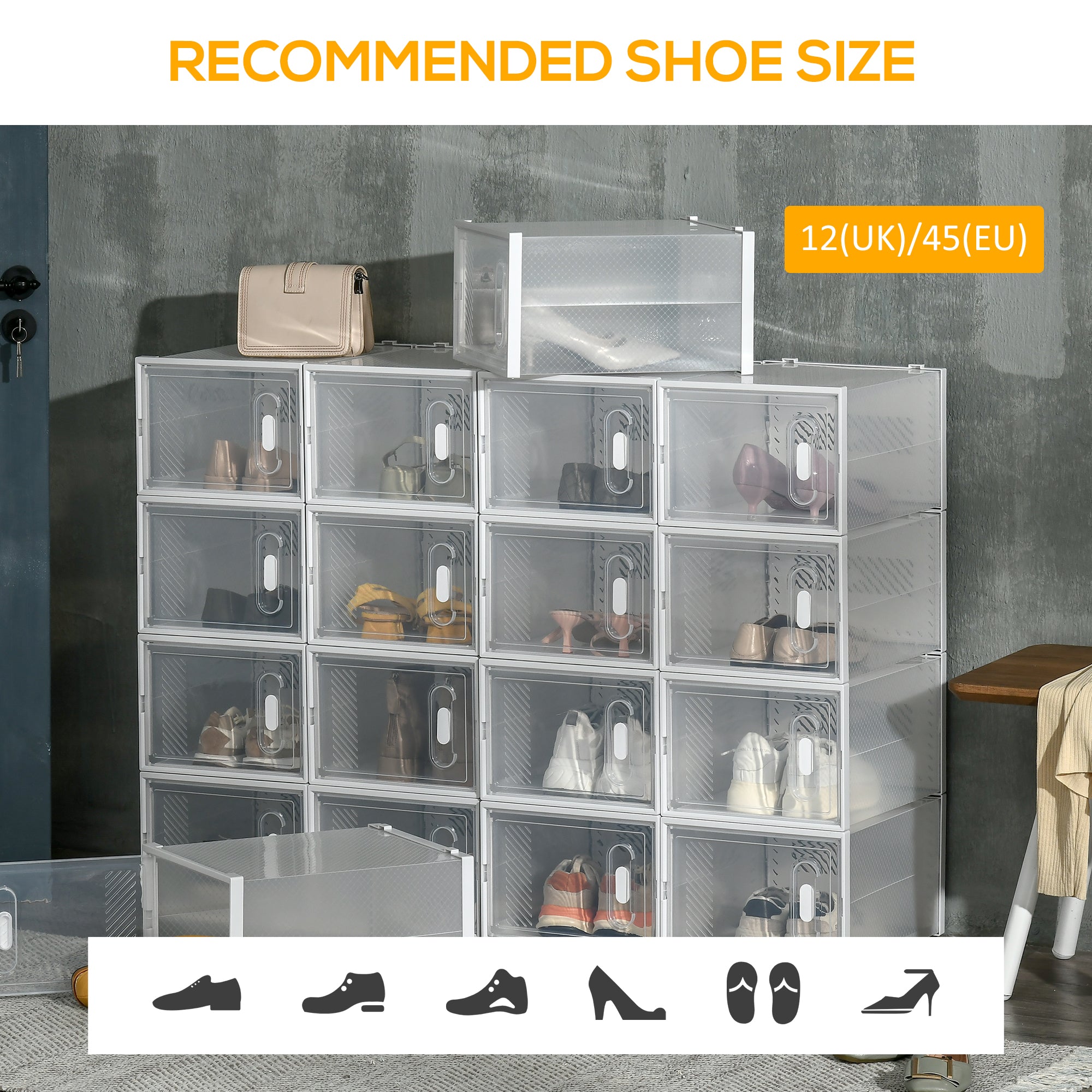 Plastic Shoe Storage Cabinet 28cm Wide in Set Of 18 - Velmora